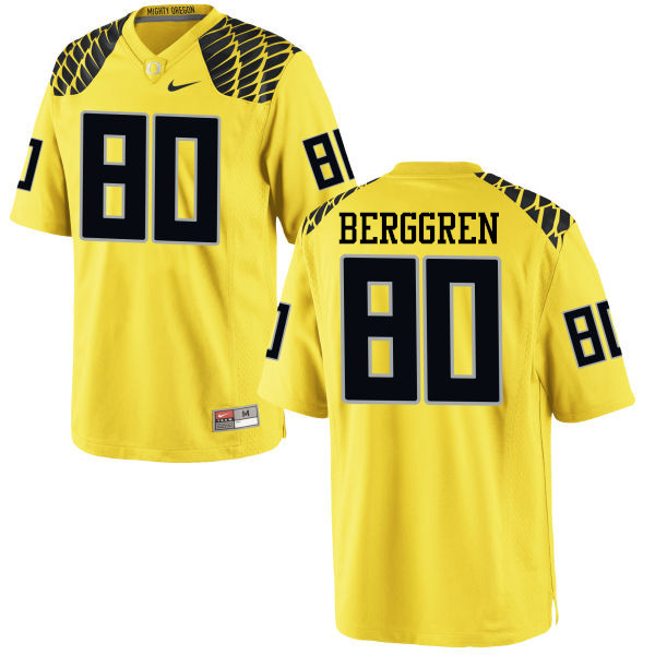 Men #80 Connor Berggren Oregon Ducks College Football Jerseys-Yellow